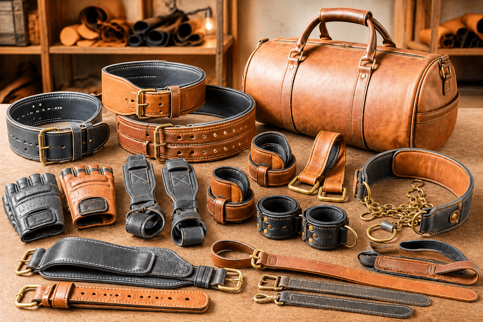 Leather gym accessories