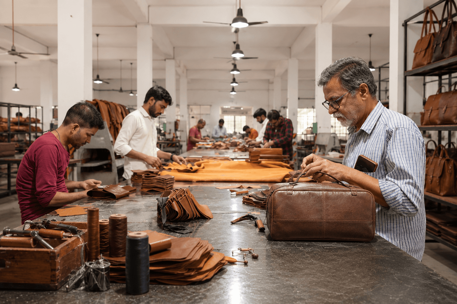 Hand-stitched leather craftsmanship